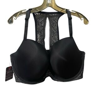 Felina Carolina Black Lace Lacerback T-shirt Bra sz 42DDD NWT